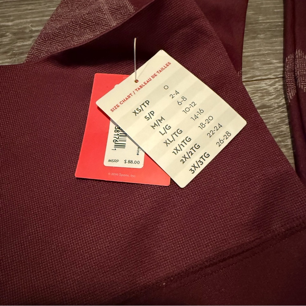 NWT SPANX Seamless Leggings Tummy Control Wine Red Women Size Large - Picture 5 of 7